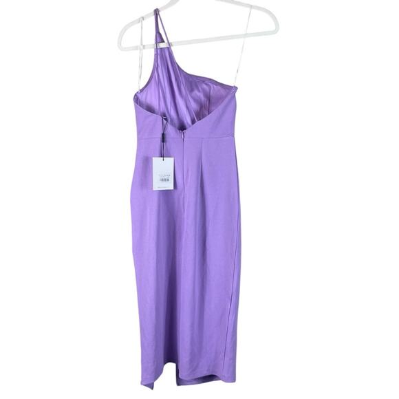 Hello Molly | NWT Taking It Back Midi Dress One Shoulder Strappy Slit Lilac XS - Picture 5 of 13
